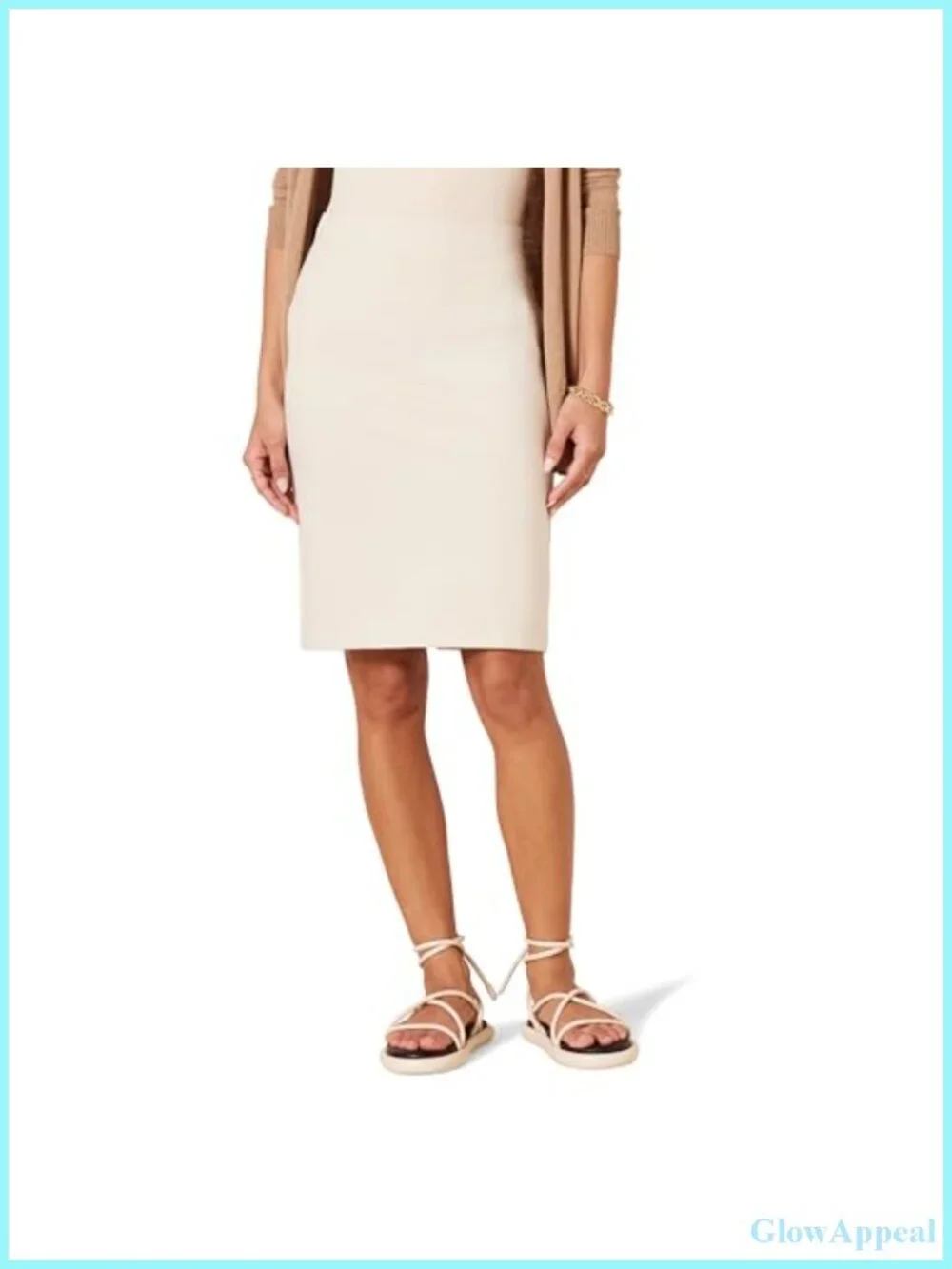 Women's Ponte Pull-On Fitted Pencil Skirt, Midi Length, High Rise